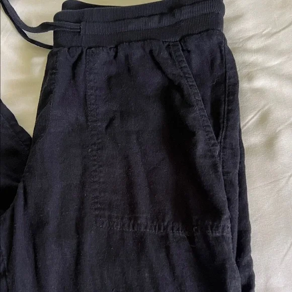 Caslon Linen Blend Black Straight Wide Leg Women's Pants Size XS - Picture 2 of 12